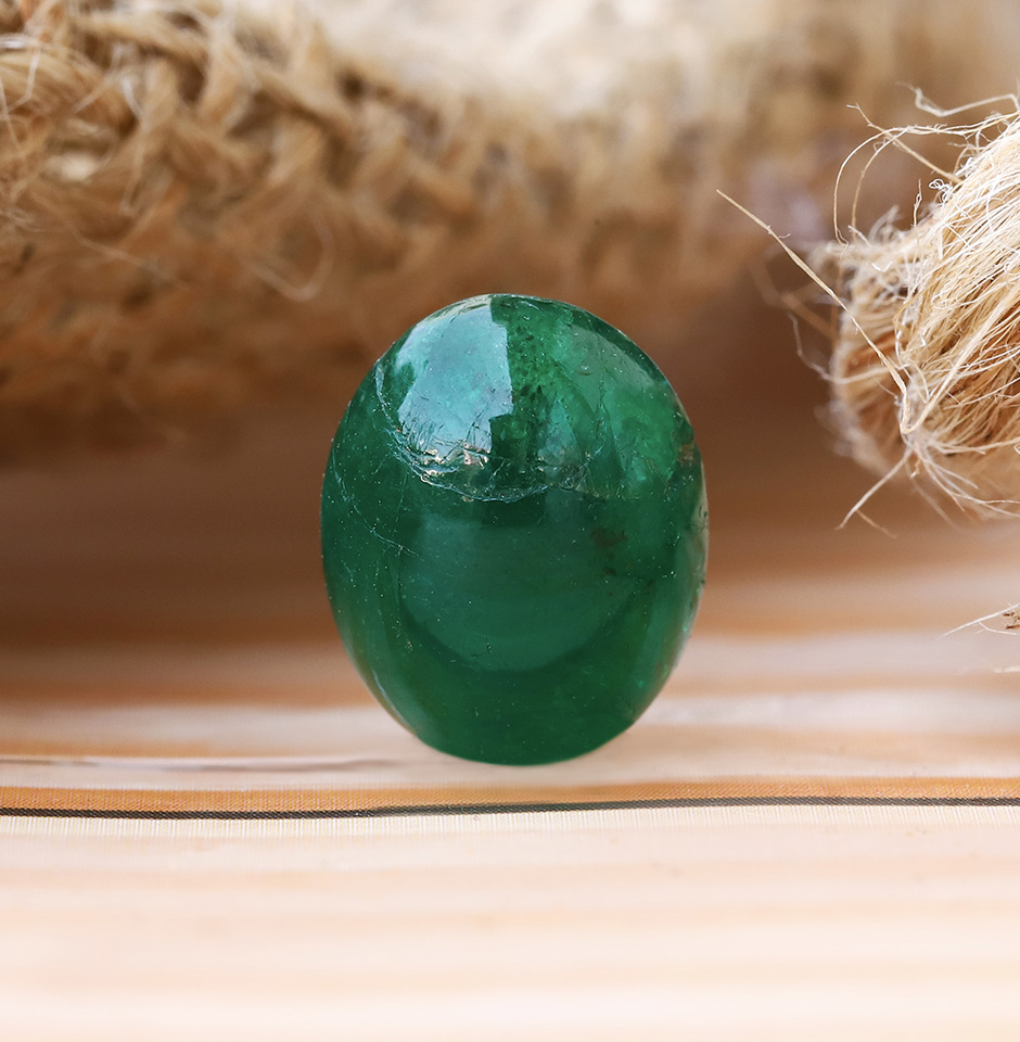 6.1 Cts. Deep Green Zambian Emerald Oval Cabochon