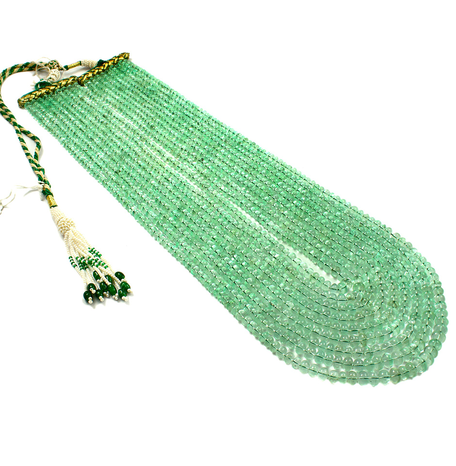 Colombian Emerald Plain Beads Necklace
