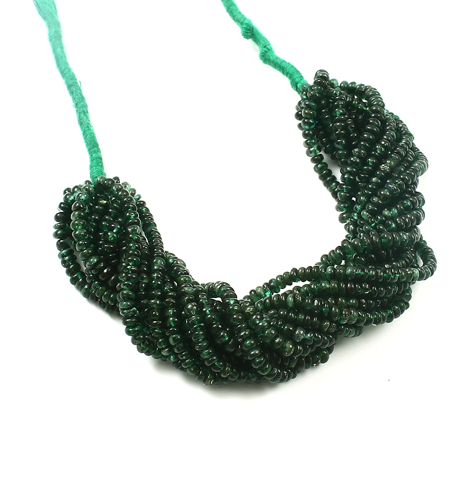 Deep Green Emerald Plain Micro Beads