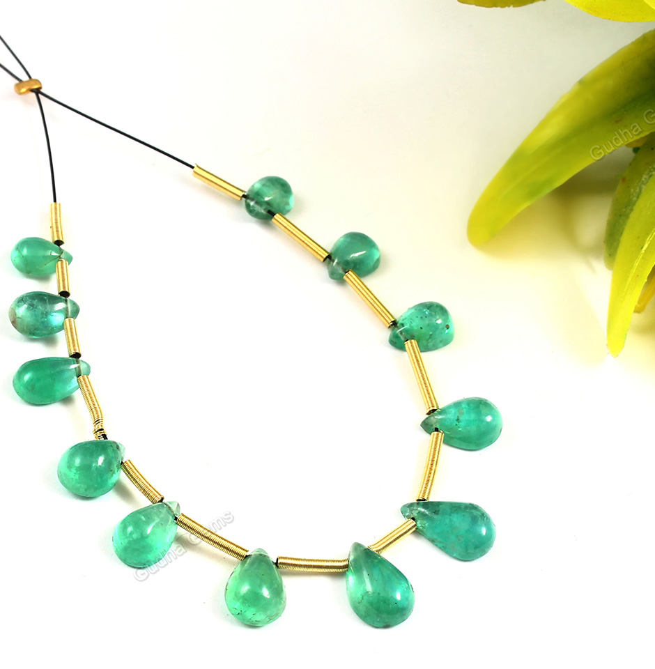 Precious Fine Emerald Pear Cabochon Beads