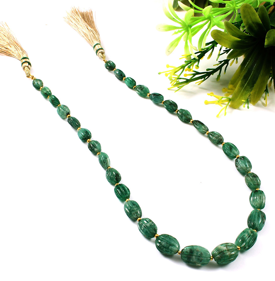 Real Earth Mined Emerald Carved Beads