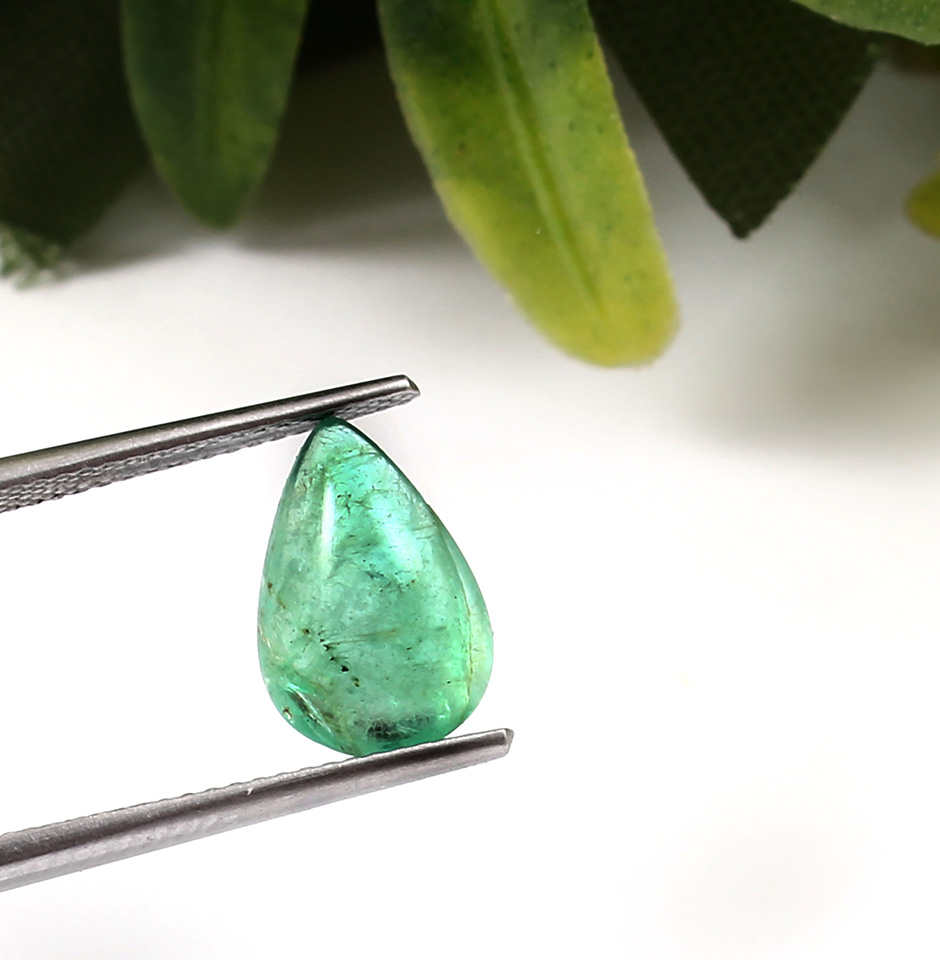 Precious Zambian Emerald Pear Shape cabochon