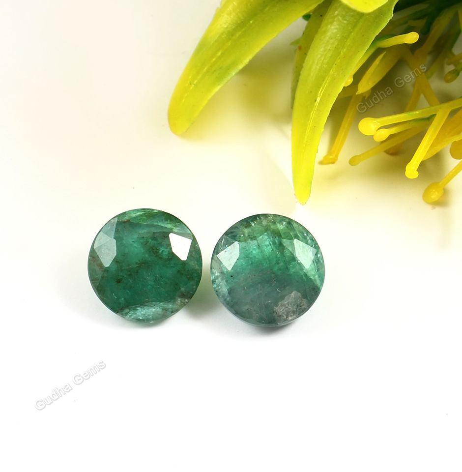 Vintage Emerald Round Cut Pair From Zambia