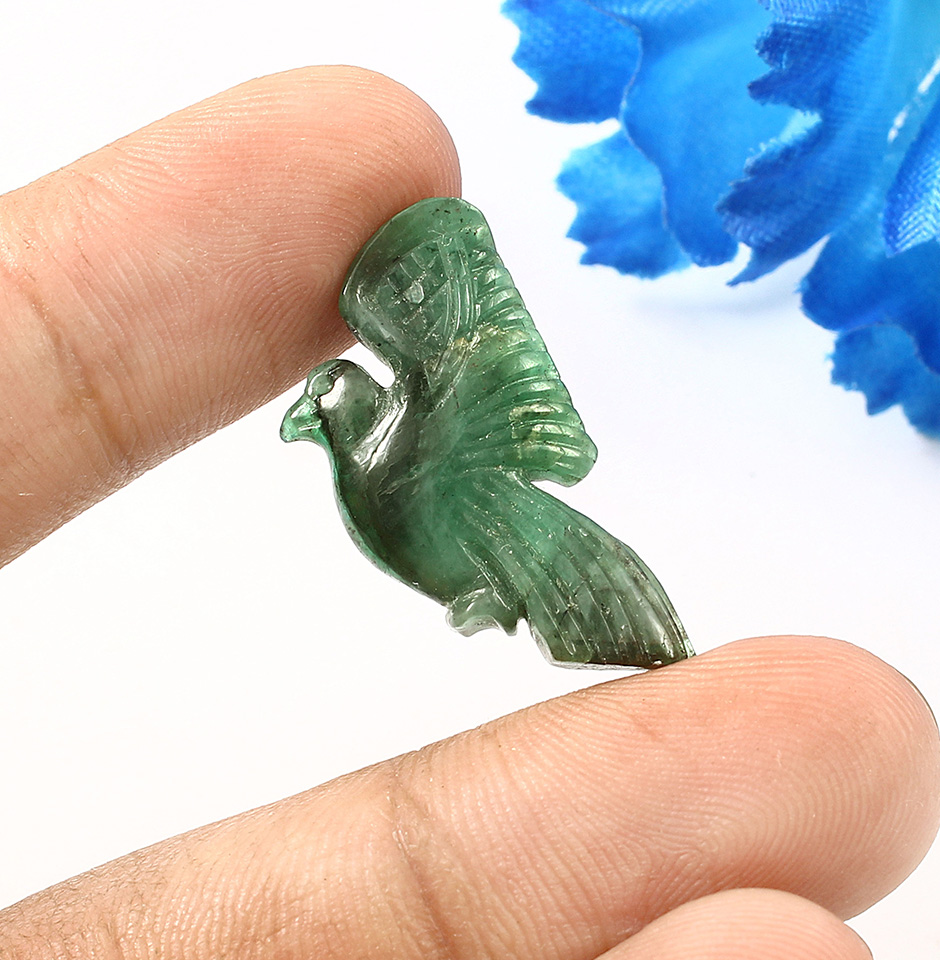 Sparrow Sculpture Natural Emerald Gemstone