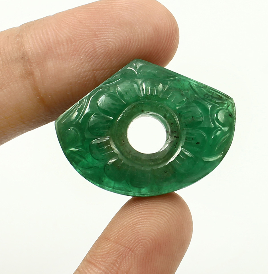 Handmade Genuine Emerald Fancy Shape Carved Gemstone
