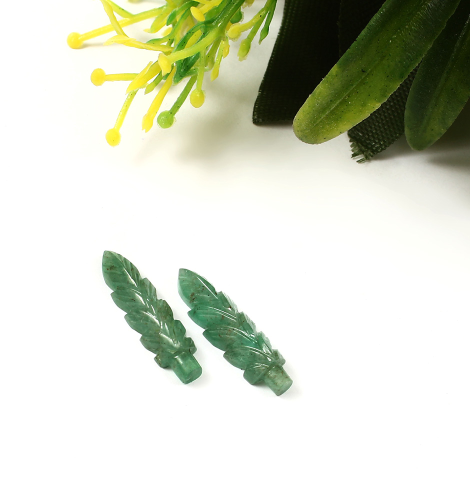 Unique Emerald Pair Of Carving For Making Jewelry