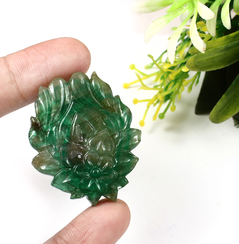 58.20 CRT Antique Hand Carved Emerald Gemstone