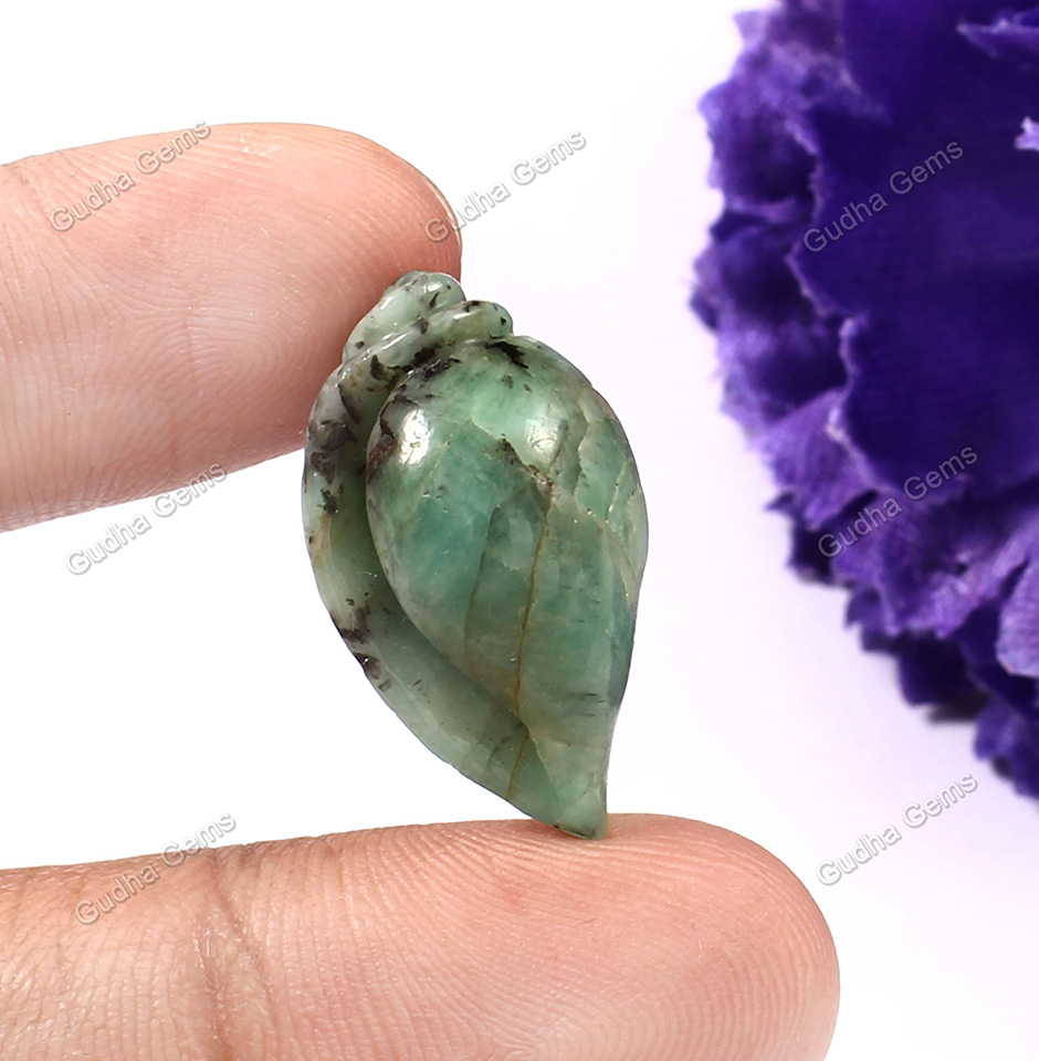 Shell Carved Emerald Gemstone