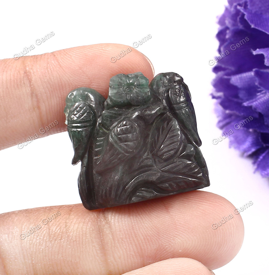 Carved Untreated Emerald Gemstone