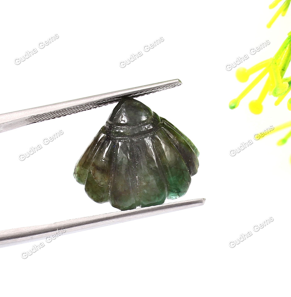 11.40 CRT Natural Carved Emerald Gemstone