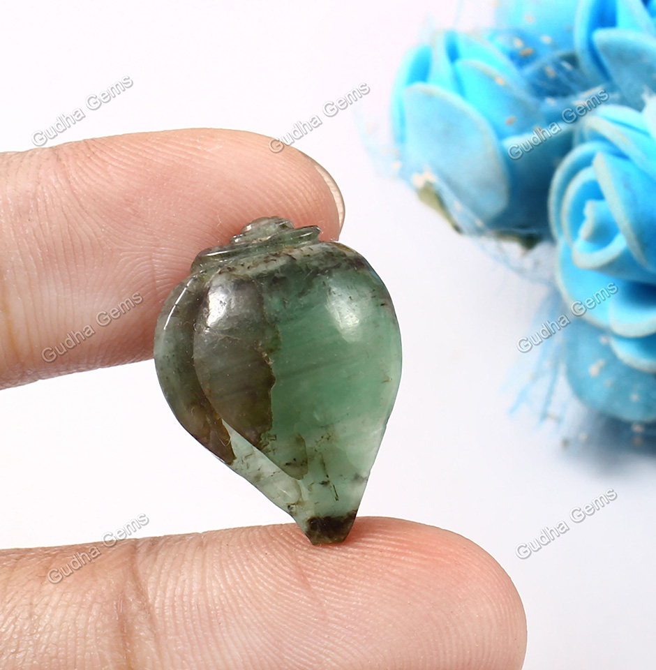 Natural Emerald Shell Carved Gemstone
