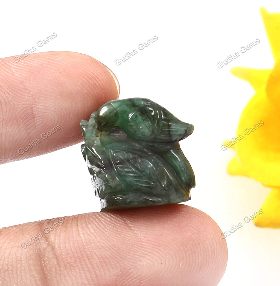 Hand Carved Natural Emerald Gemstone