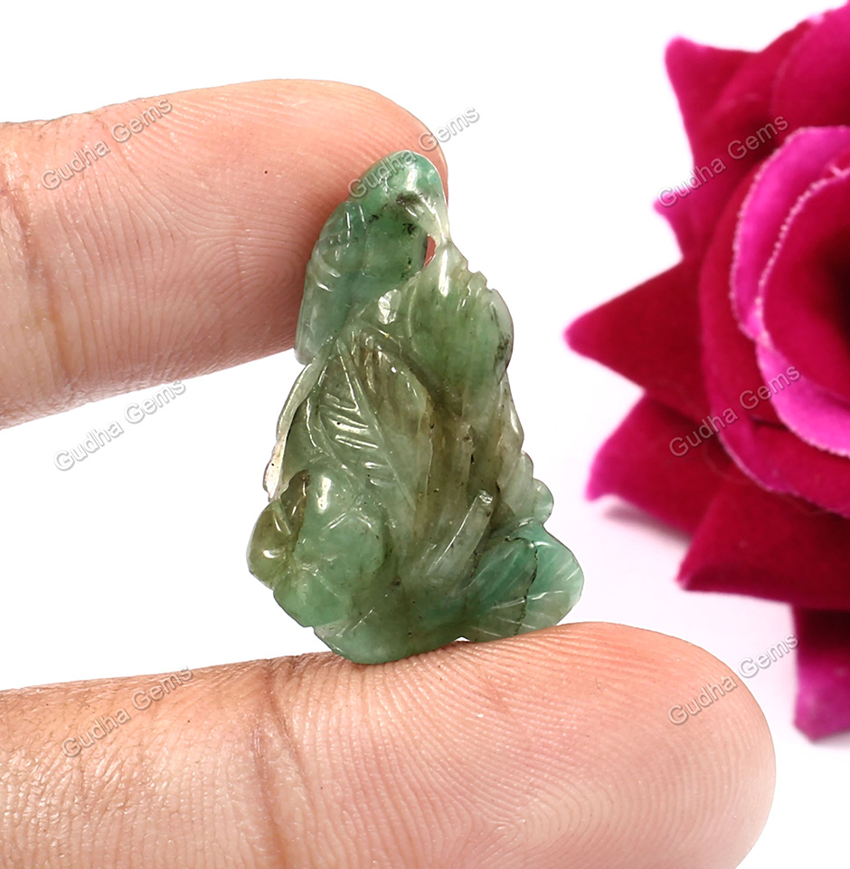 Hand Carved Natural Emerald Gemstone