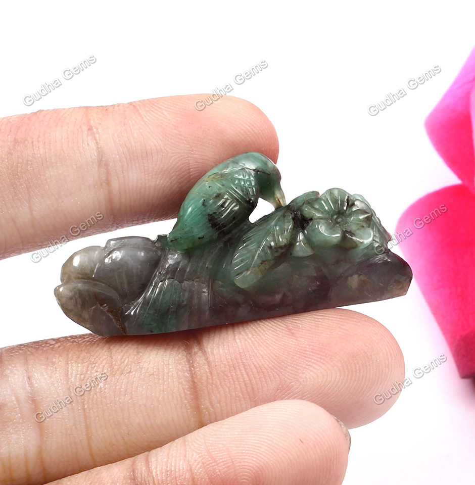 Hand Carved Natural Emerald Gemstone