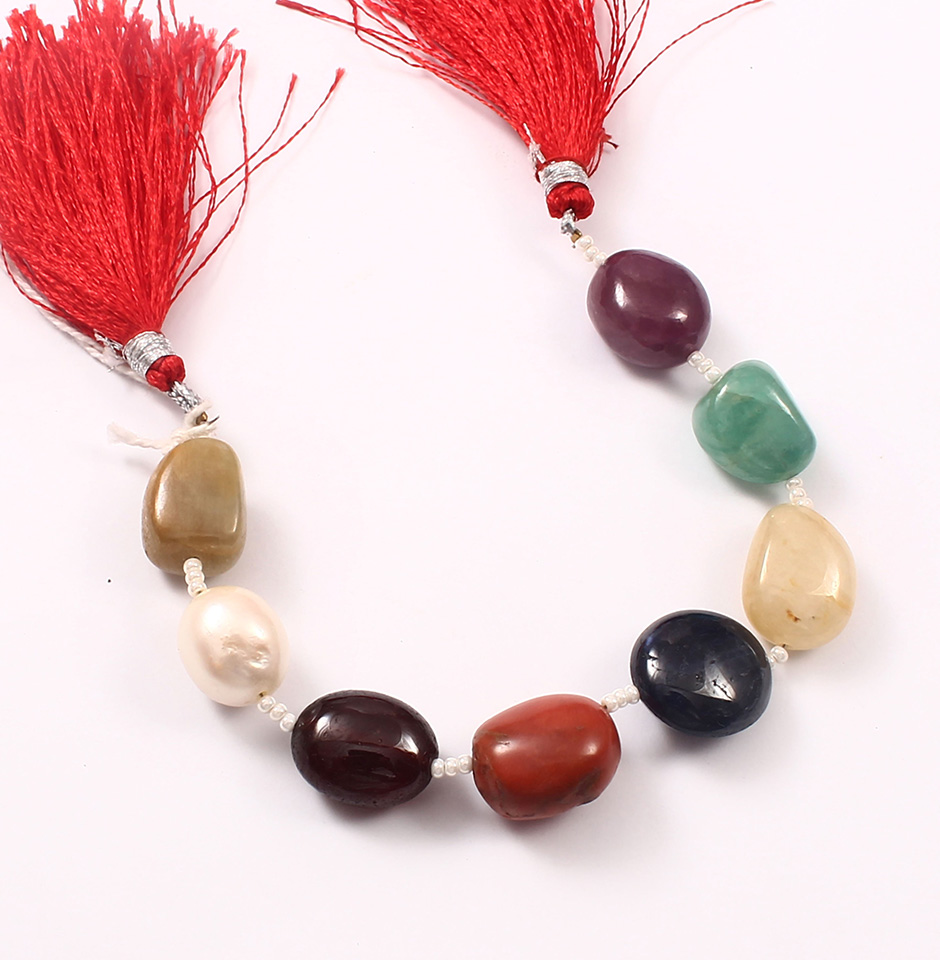 Vintage Natural Navratan Cabochon Tumble Beads