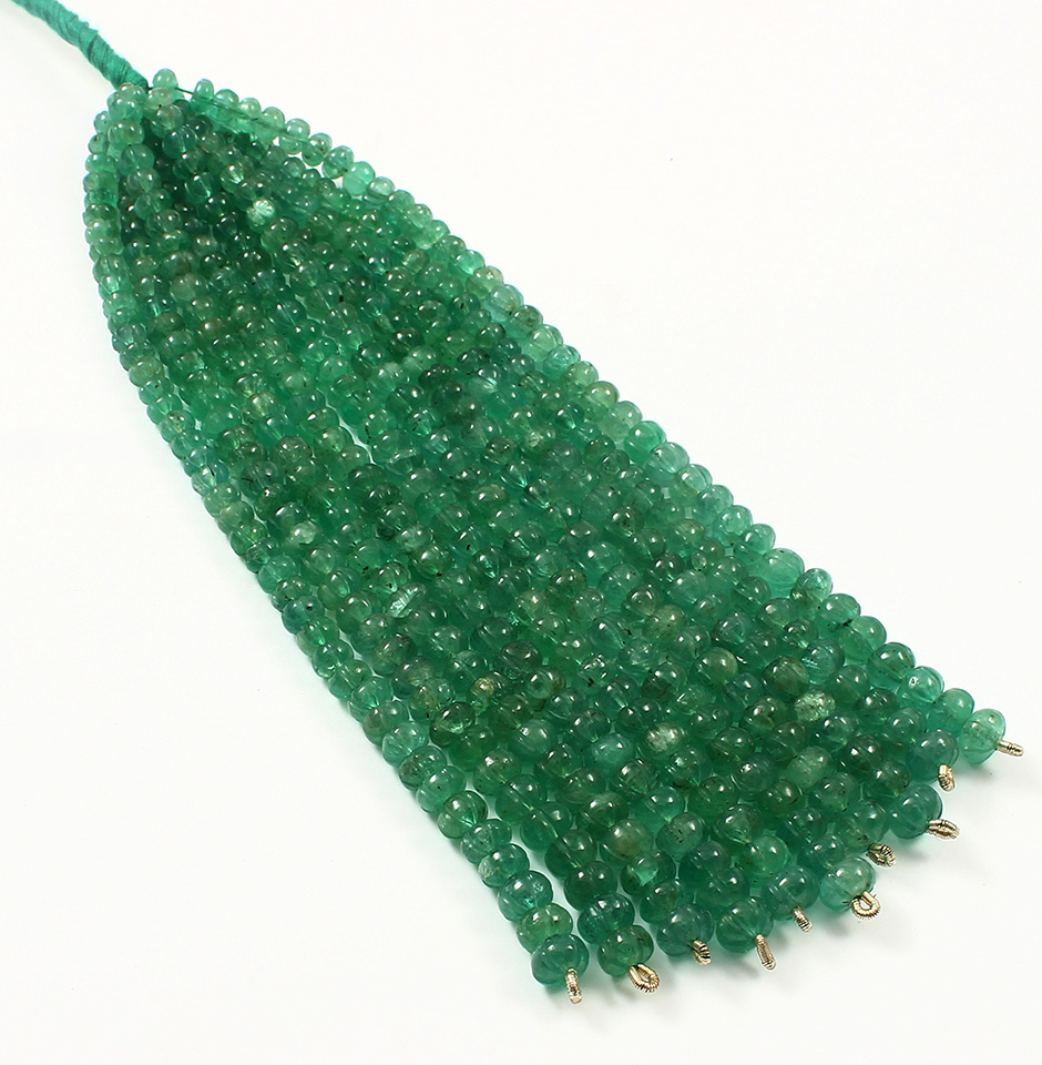 Fine Meon Carved Emerald Beads