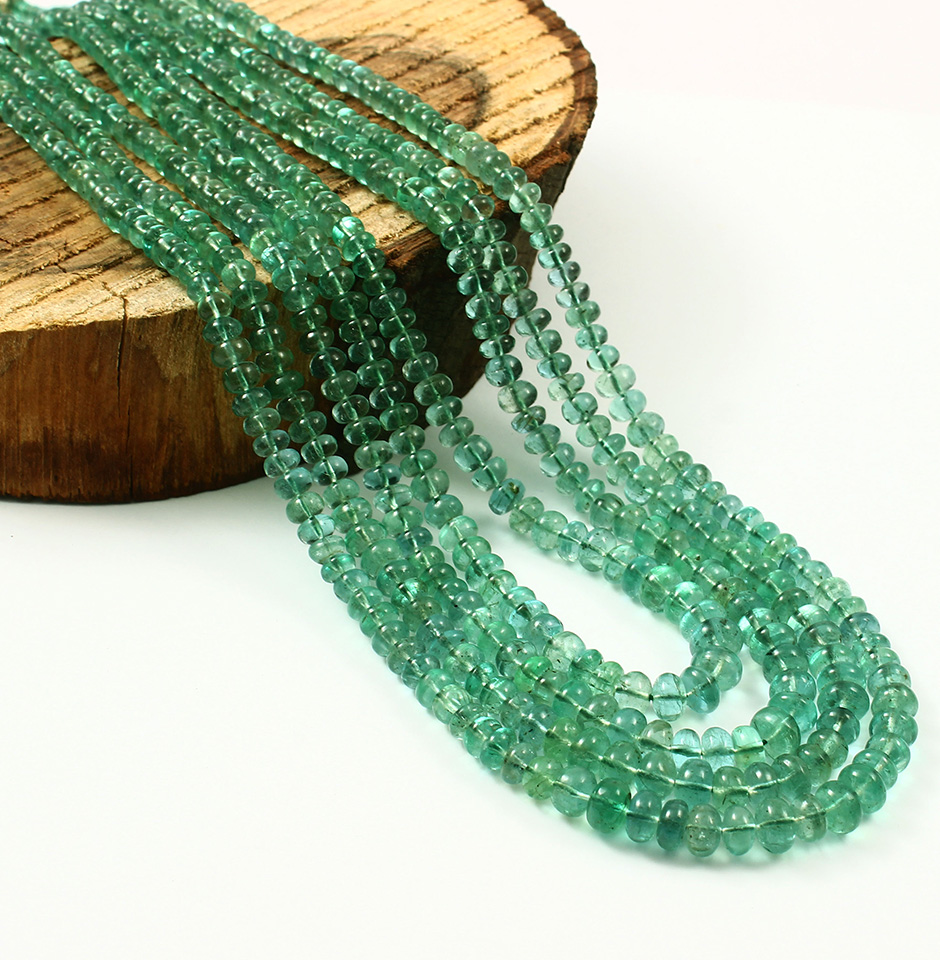 Fine Zambia Emerald Plain Beads Necklace