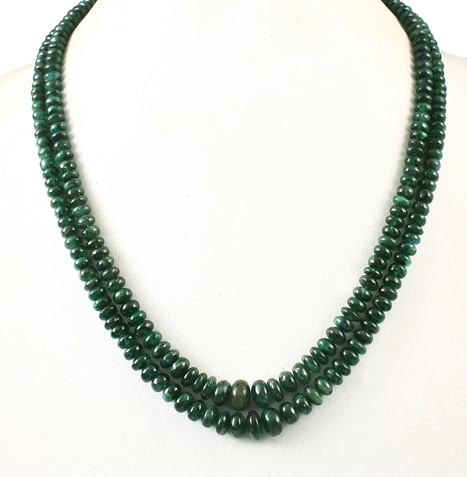 Precious Emerald Old Mined Roundel Beads Necklace