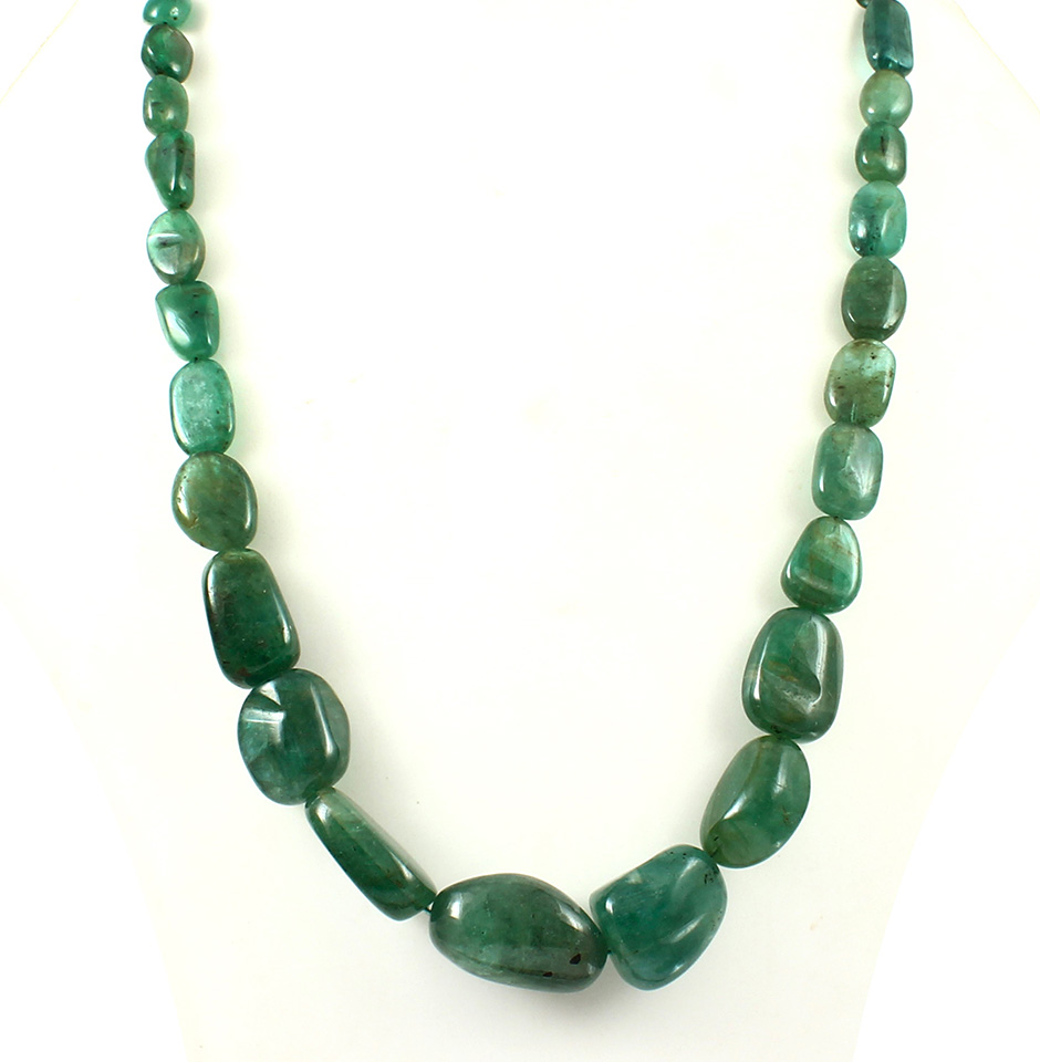 Precious Emerald Tumbled Beads Necklace