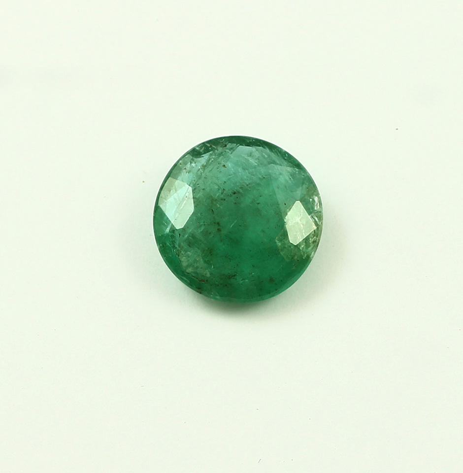 Precious Faceted Round Cut Emerald