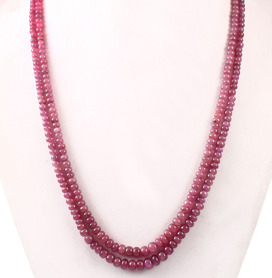 Natural Beads Ruby Necklace , Natural Ruby Smooth Rondelle Beads Necklace