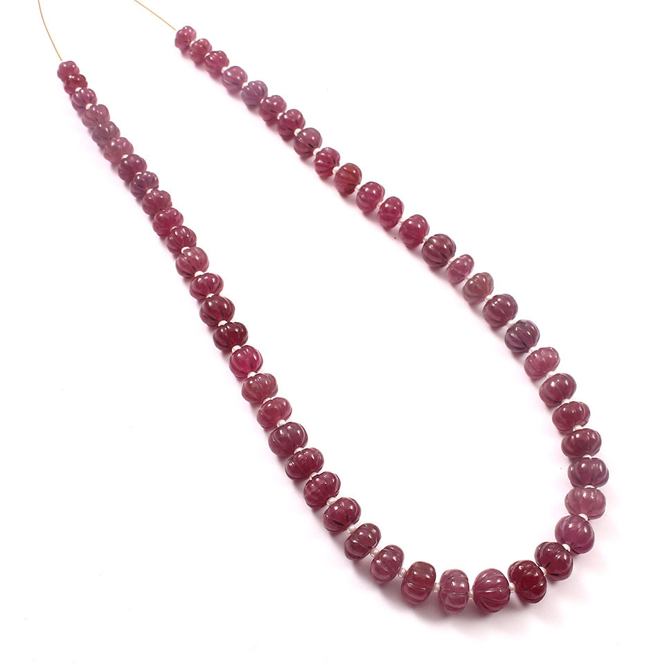 Natural Ruby Carved Melon Beads, Fine Quality Rondel Beads Gemstone