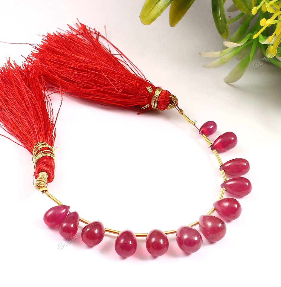 Fine Ruby Teardrop Beads