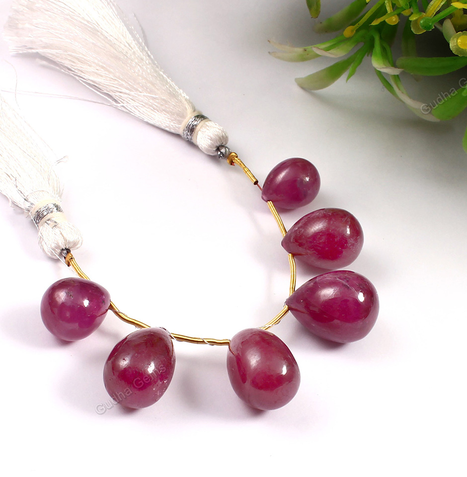 Big Size Ruby Gemstone Teardrop Beads