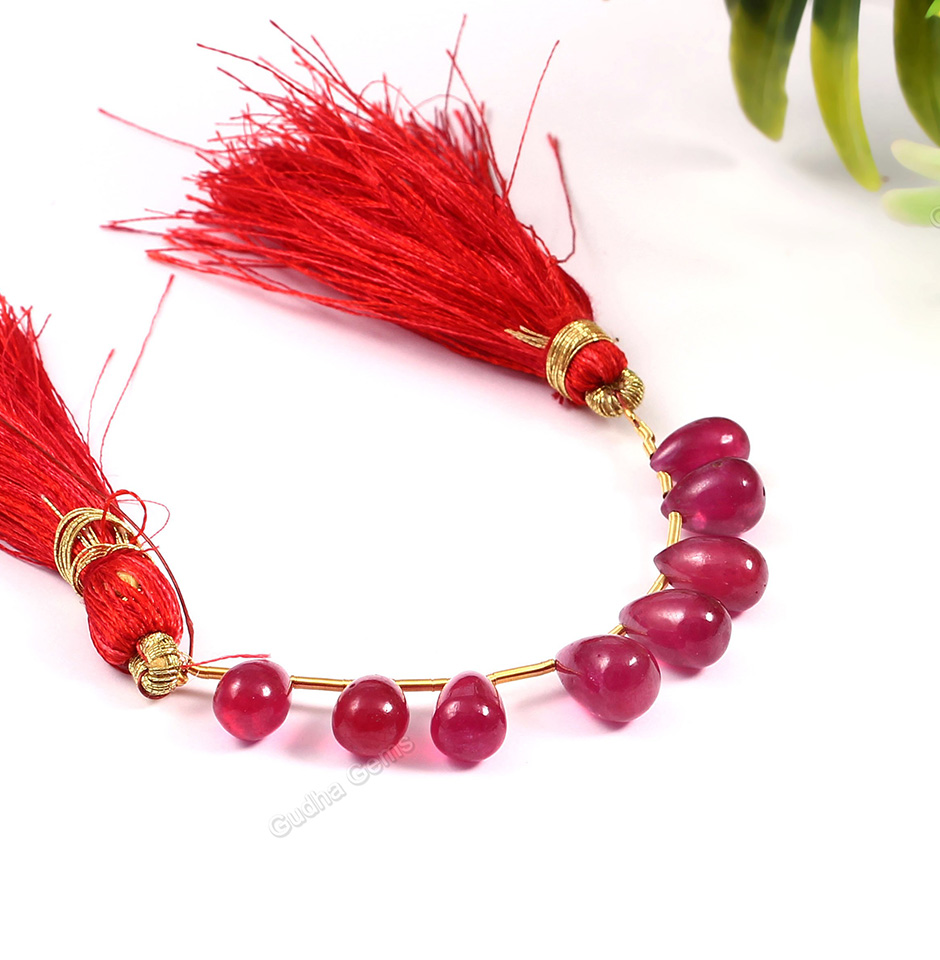 Real Ruby Gemstone Drop Beads
