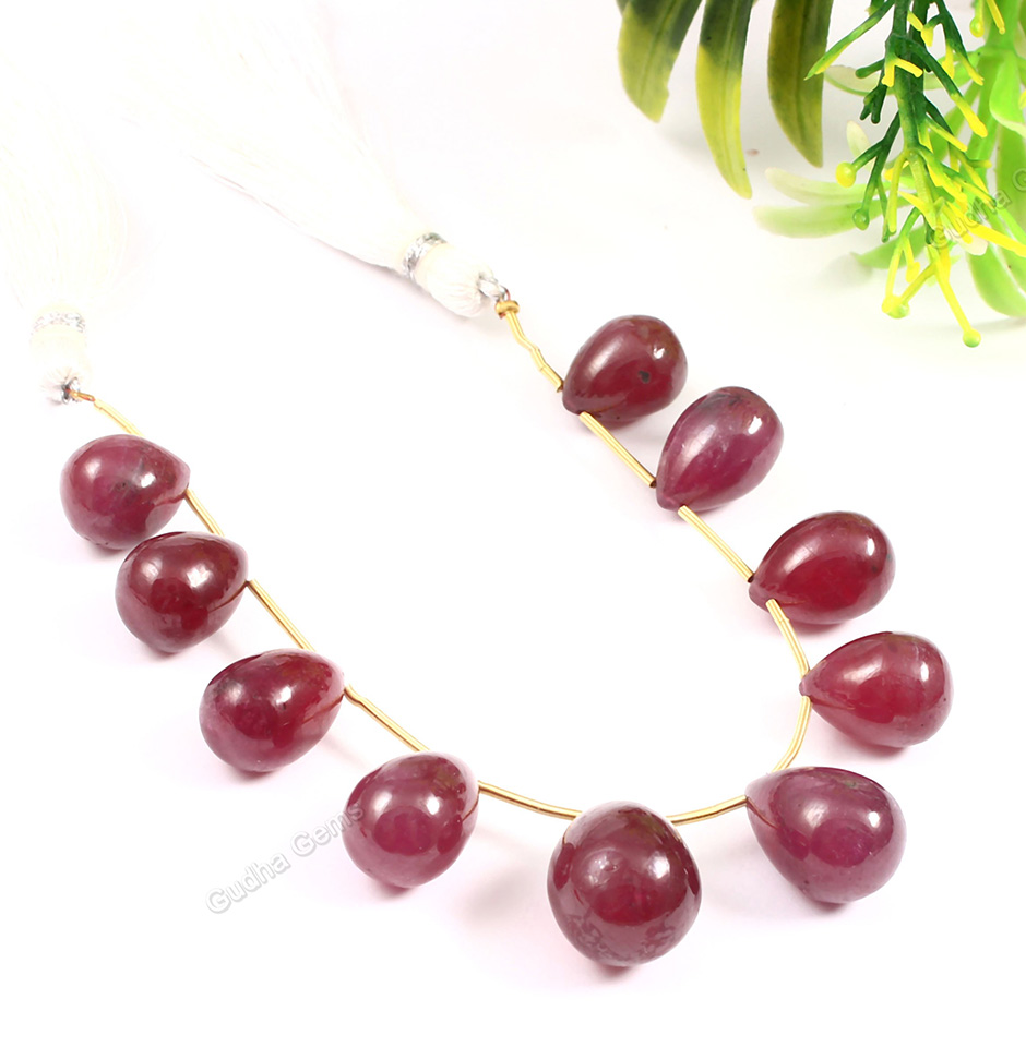 Bangkok Ruby Teardrop Beads