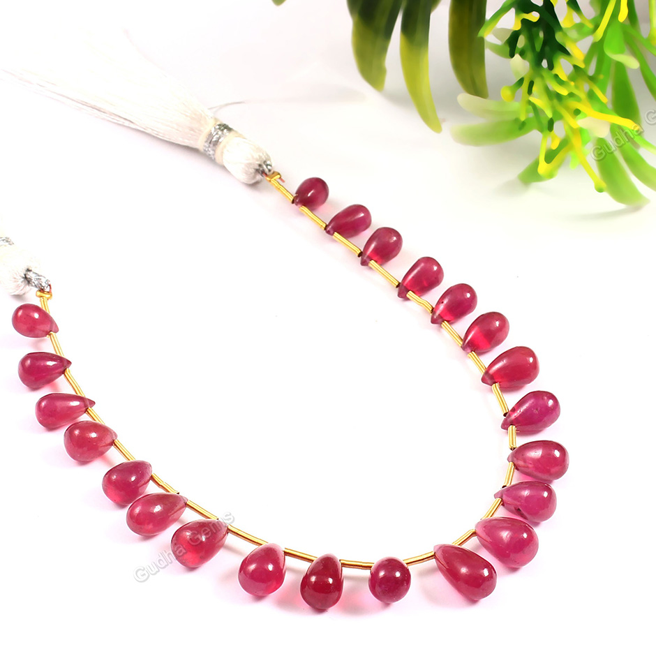 Old Ruby Teardrop Beads