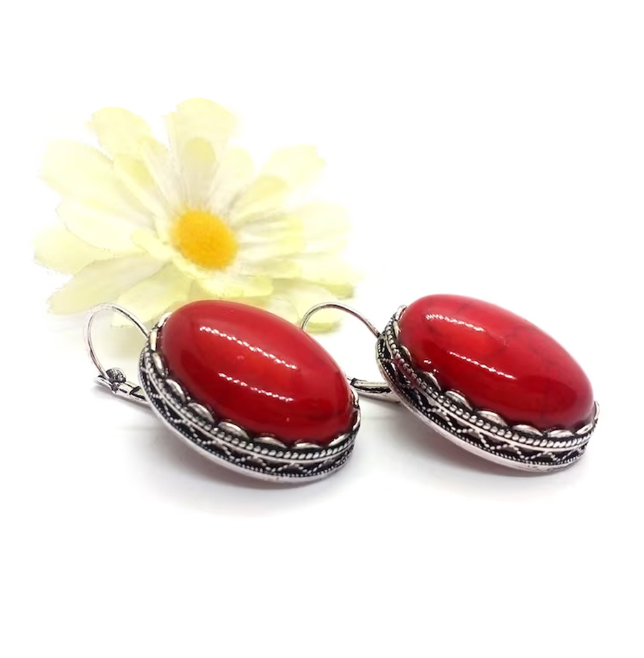 Beautiful Coral Earring, 92.5 Silver Jewelry