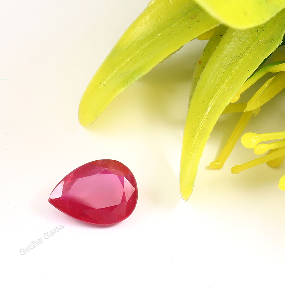 Precious Pear Cut Ruby From Mozambique