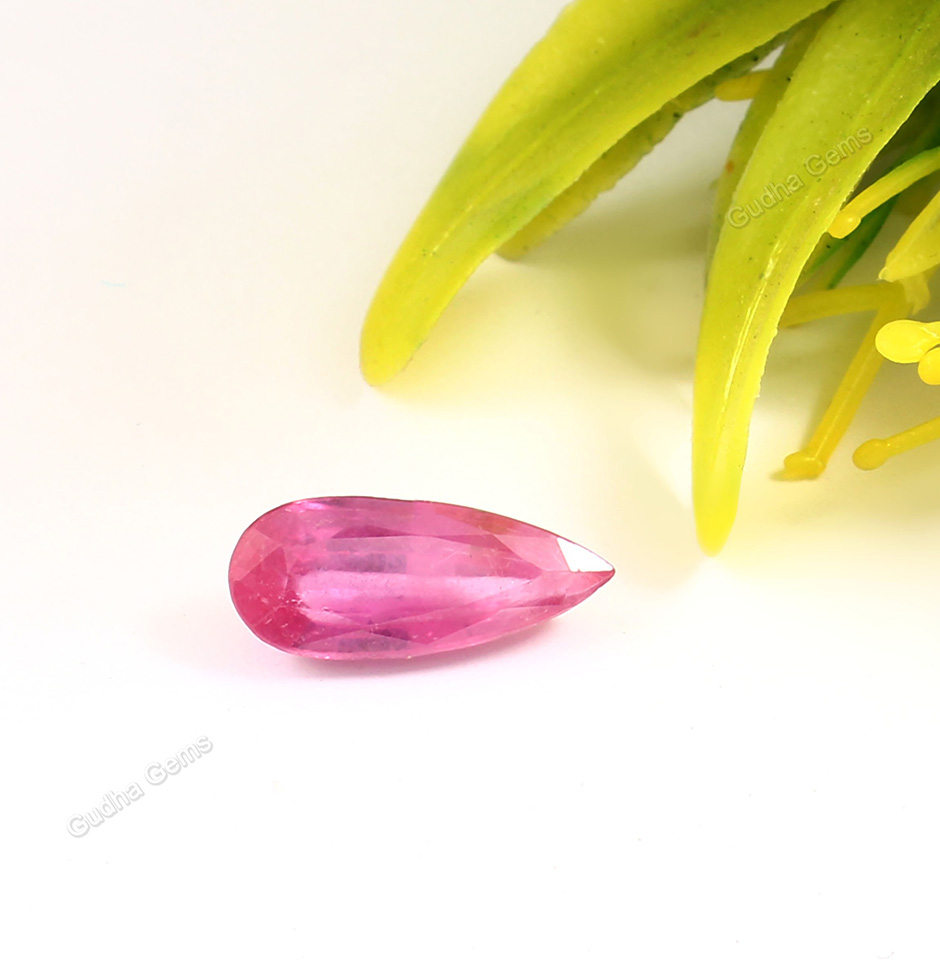 Precious Mozambique Ruby Pear Cut Stone