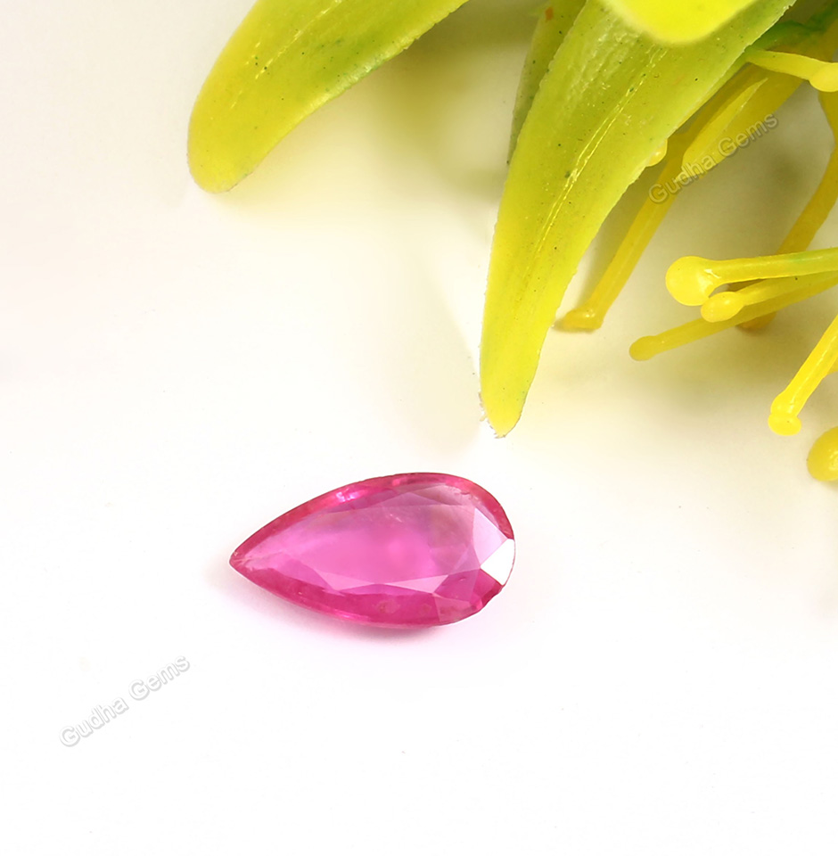 Real Mozambique Ruby Pear Cut Stone