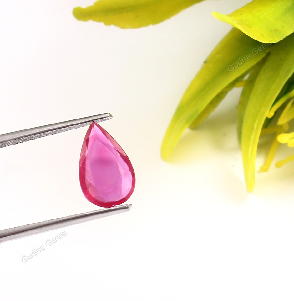 Clear Natural Ruby Pear Cut from Mozambique