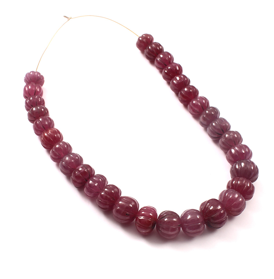 Ruby Carved Melon Beads, Fine Quality Rondel Beads Gemstone