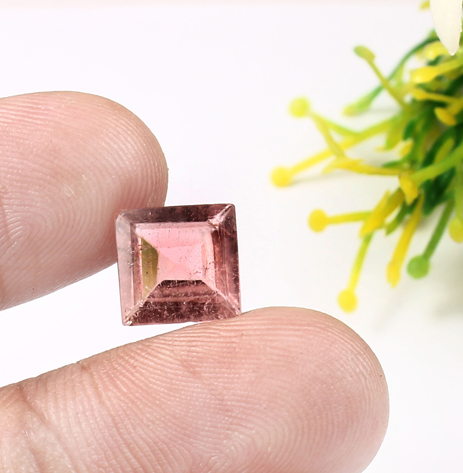 2.50 CRT 9x4 mm Faceted Square Shape Pink Tourmaline Gemstone