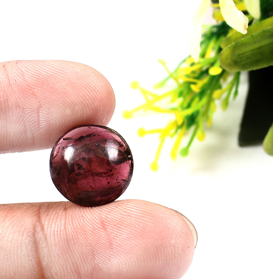 8 CRT 14x5 mm Natural Tourmaline Round Shape Cabochon