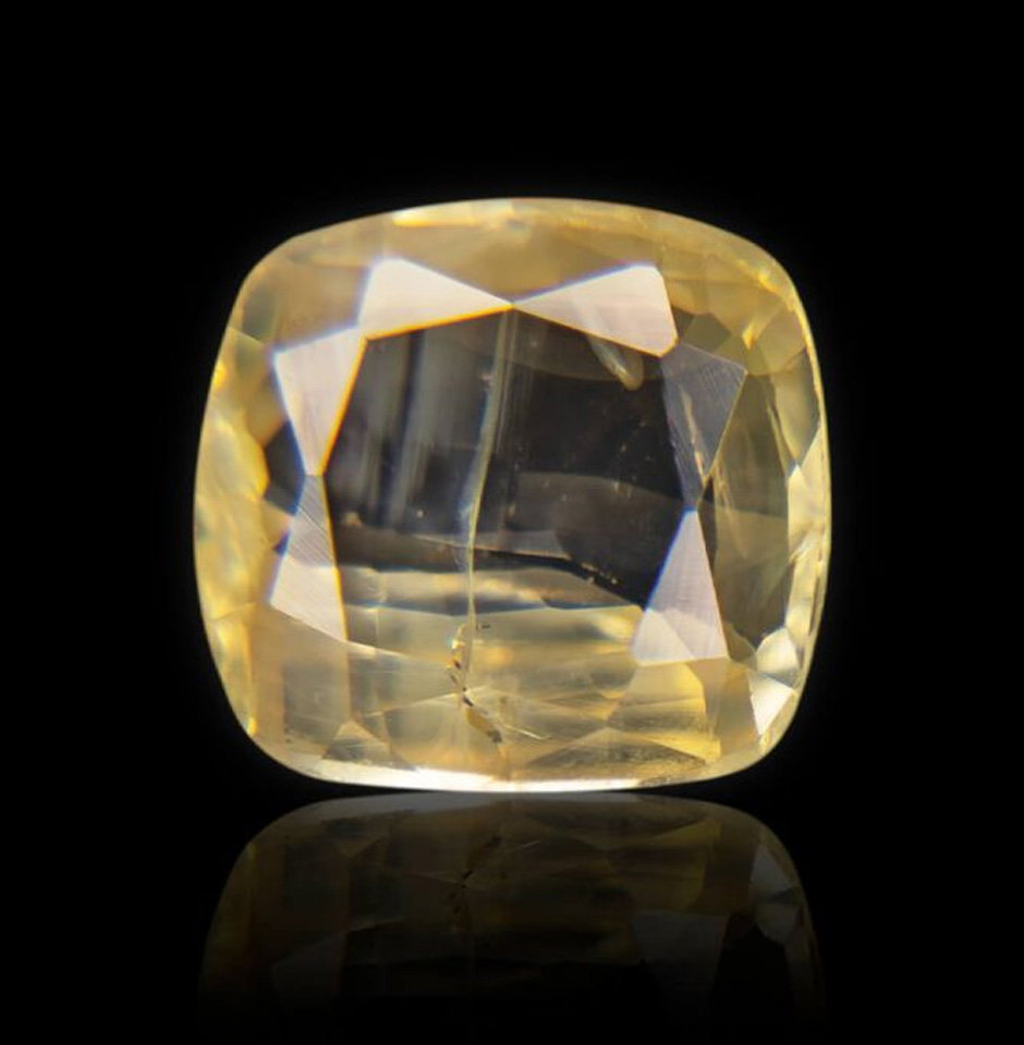 Attractive Lustered Yellow Sapphire Cut Gemstone